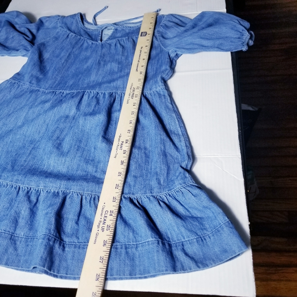 OLD NAVY GIRL'S PUFFED SLEEVES TIERED JEAN DRESS SIZE LARGE 10/12 - Picture 5 of 11